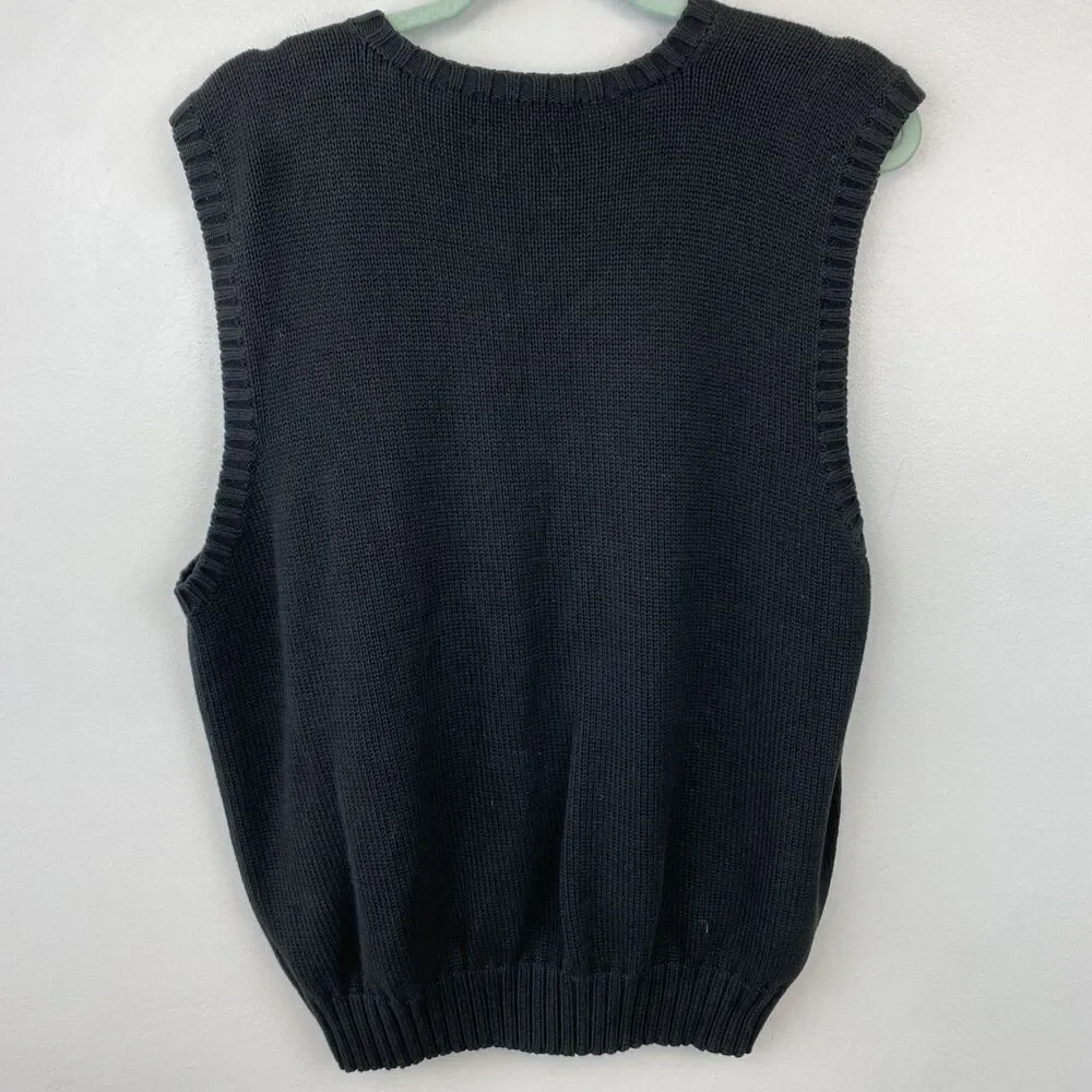 Polo Ralph Lauren sweater vest‎ men's XL black sleeveless knit cotton STAINED